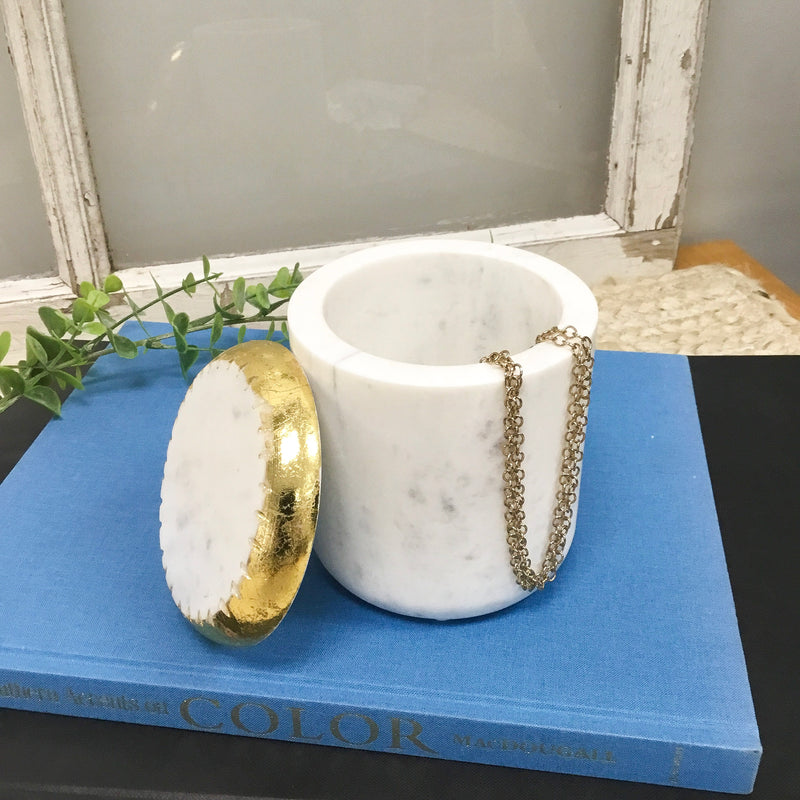 Marble Jar with Gold Trim Lid