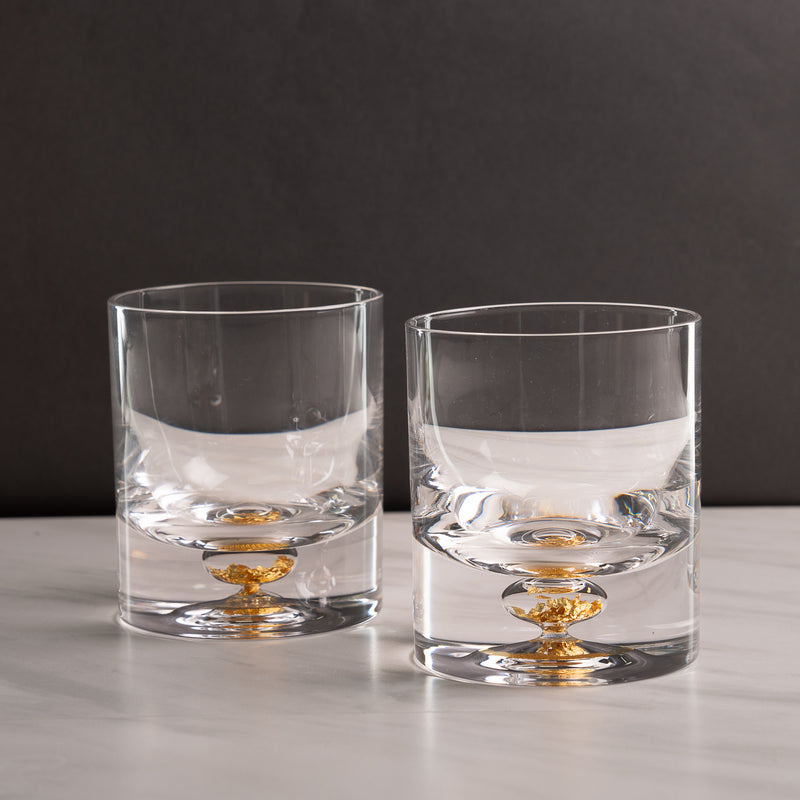 Set of 2 Gold Flake Glasses (2 Sizes)