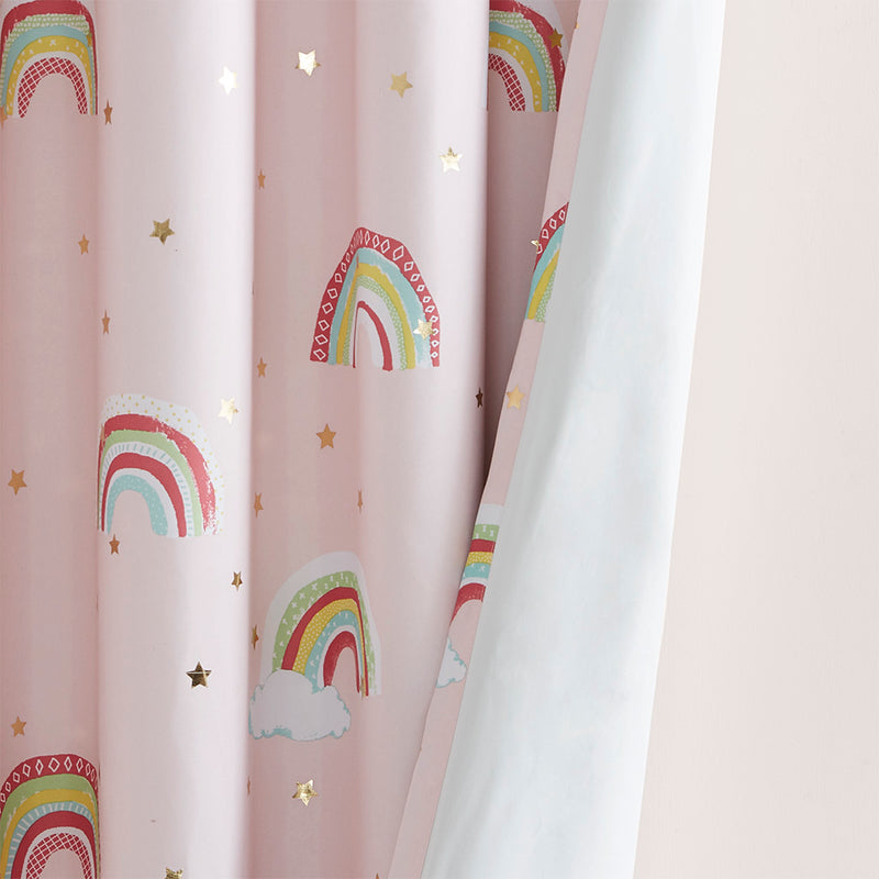Kids Rainbow and Star Printed Total Blackout Curtain Panel (2 Sizes)