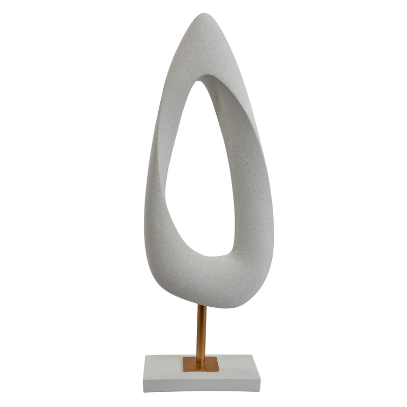 Abstract White Sculpture with Marble Base