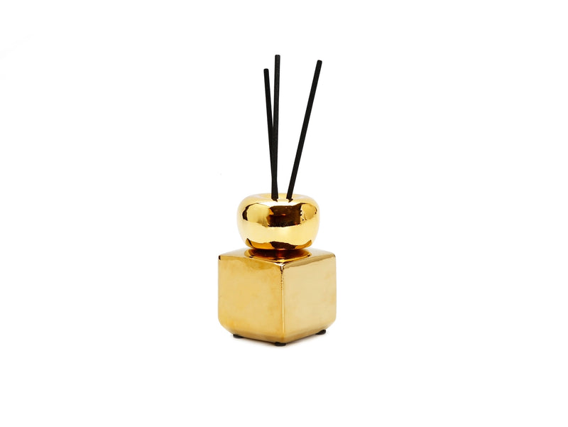 Square Gold Reed Diffuser with Round Top/Iris & Rose Aroma