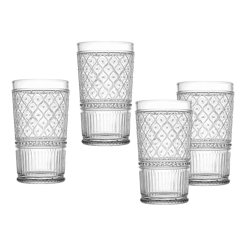 Set of 4 Clear Tall Glasses