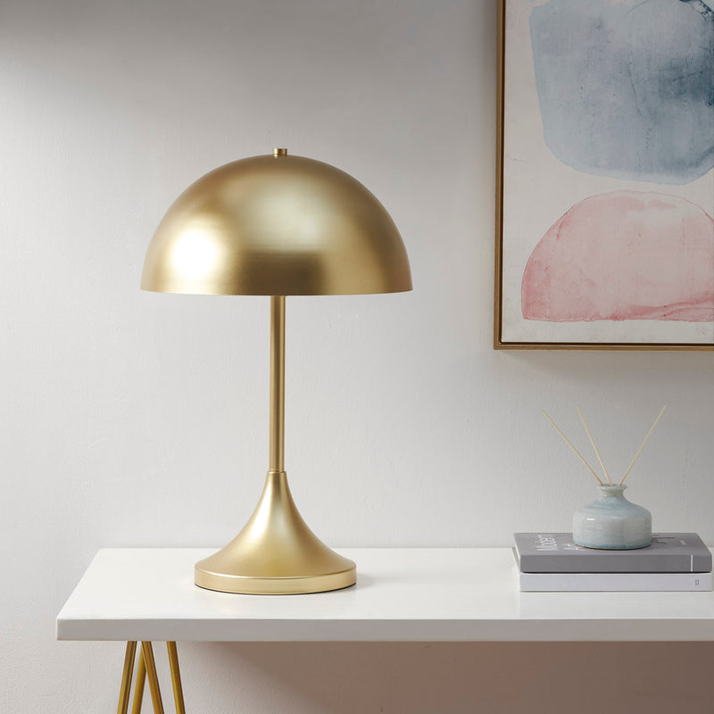 Gold Dome-Shaped 2-Light Metal Table Lamp