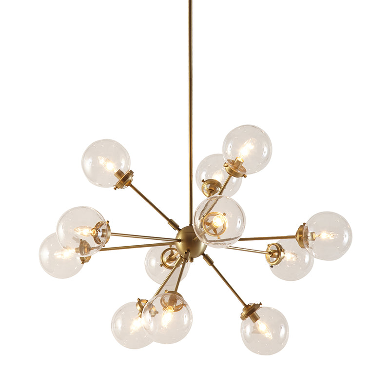 Gold 12-Light Chandelier with Oversized Globe Bulbs