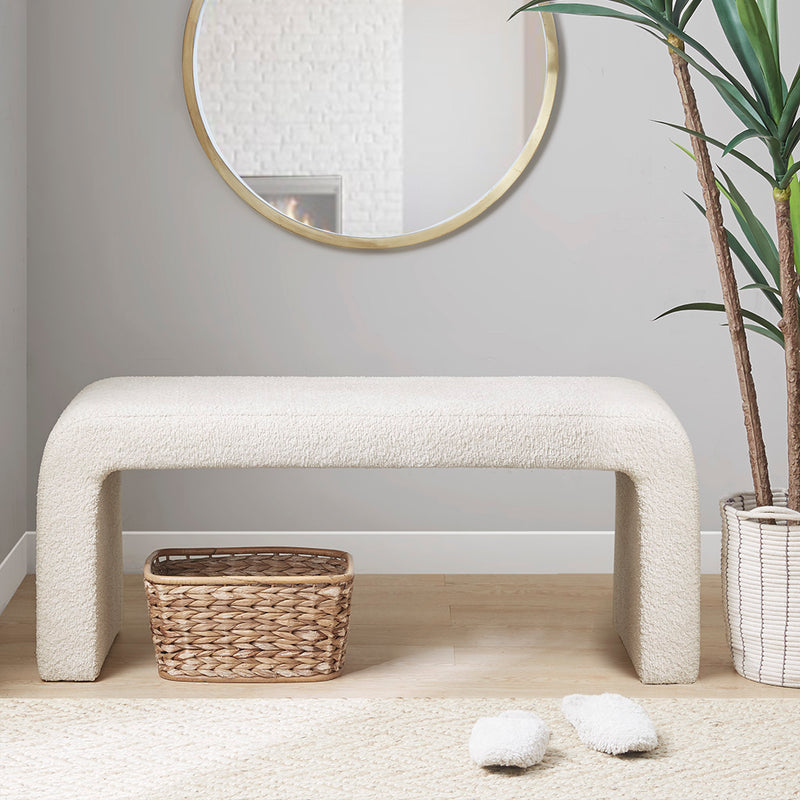 Ivory Boucle Waterfall Bench