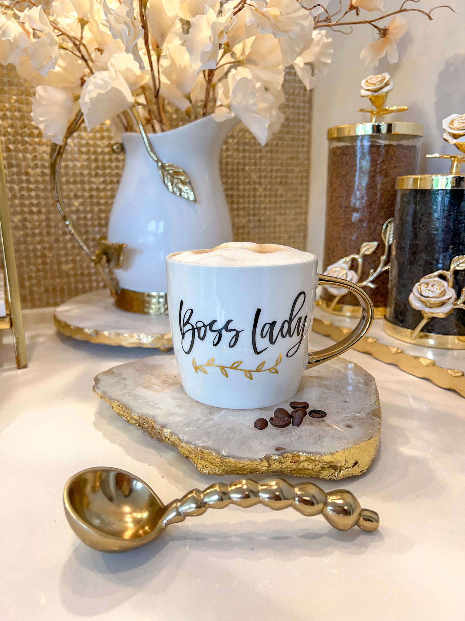 Luxury White And Gold Plated Coffee Mugs – DesignedBy The Boss
