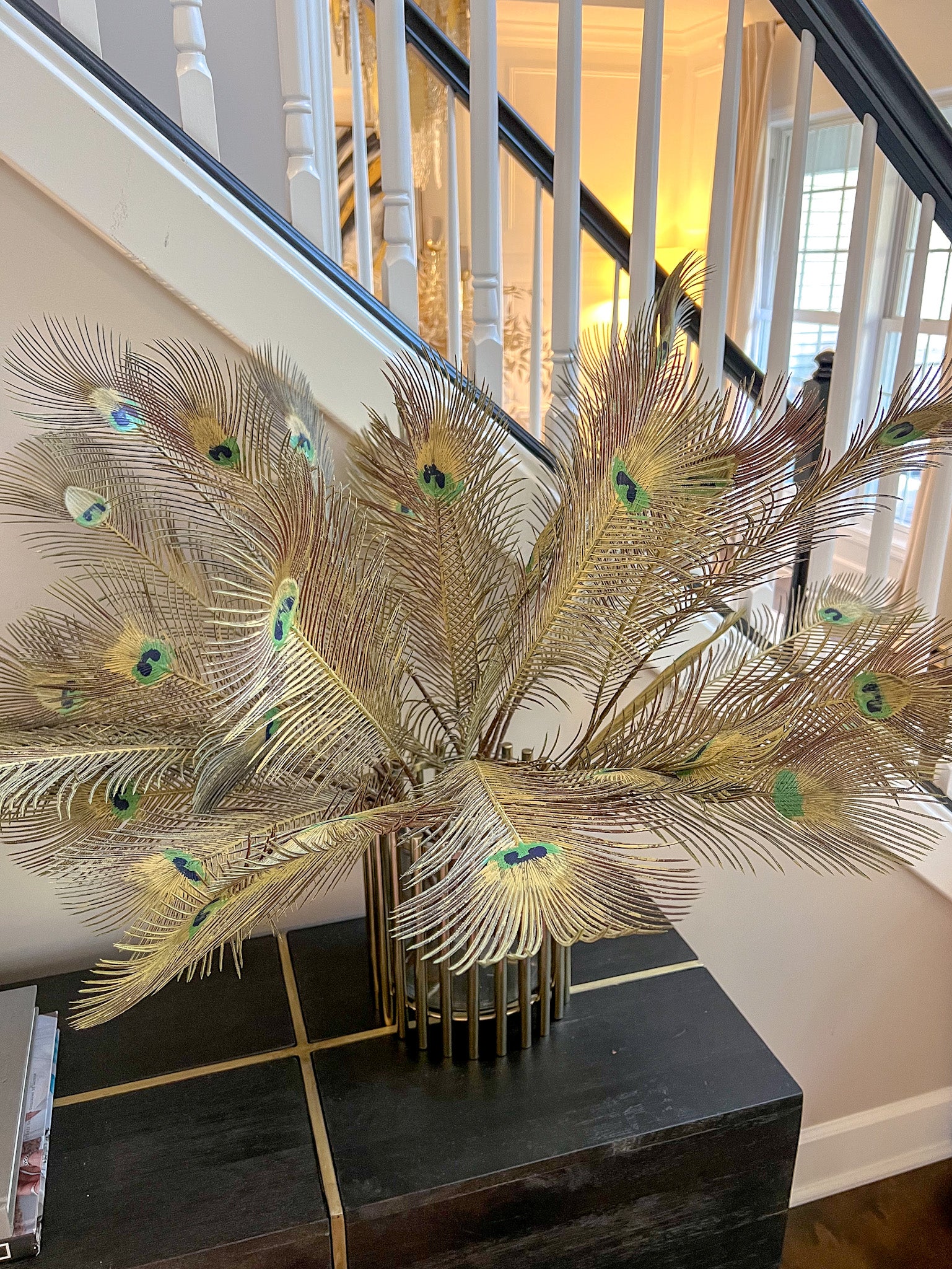 Gold Peacock Feather Stem (Pack of 3 Stems)