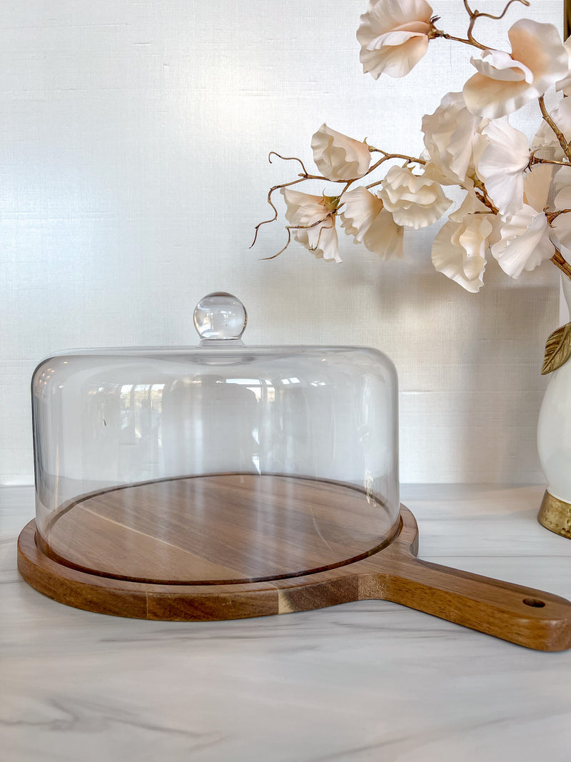 Wood Charcuterie Board with Glass Dome