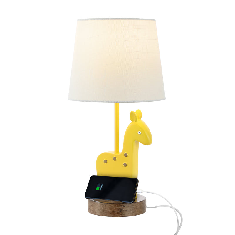 Iron/Resin Giraffe Kids' Table Lamp with Phone Stand and USB Charging Port