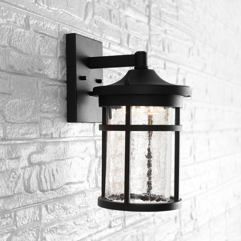 Outdoor Wall Lantern Crackled Glass/Metal Integrated Wall Sconce