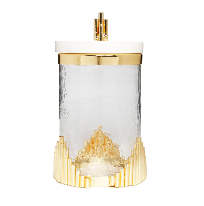 Glass Canister with Gold Diamond Design and Marble Lid (3 Sizes)