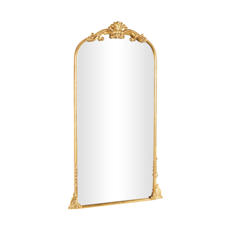 Gold Metal Tall Ornate Arched Baroque Floor Mirror