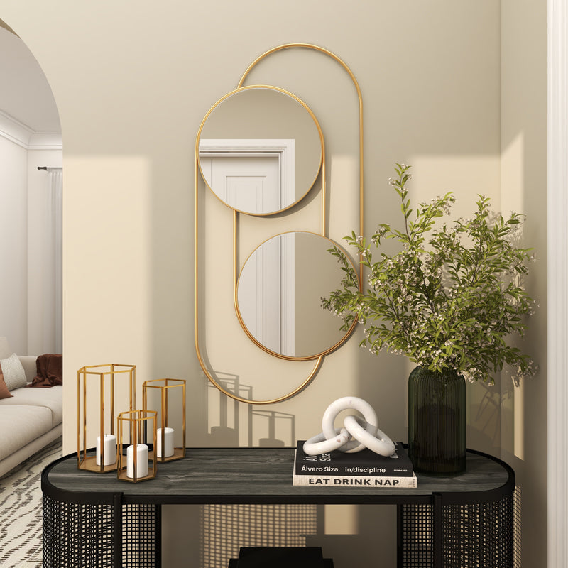 Gold Metal Layered Oval Wall Mirror