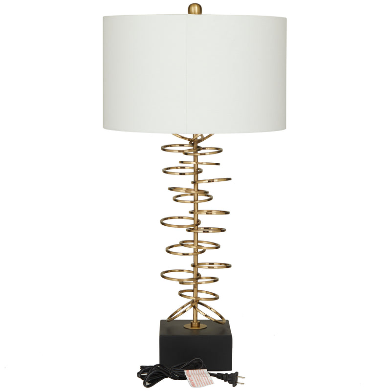 Gold Metal Gold Stacked Ring Table Lamp with Drum Shade