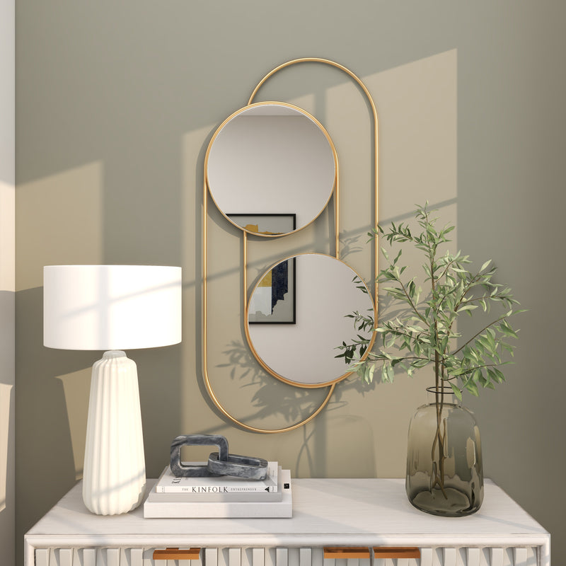 Gold Metal Layered Oval Wall Mirror