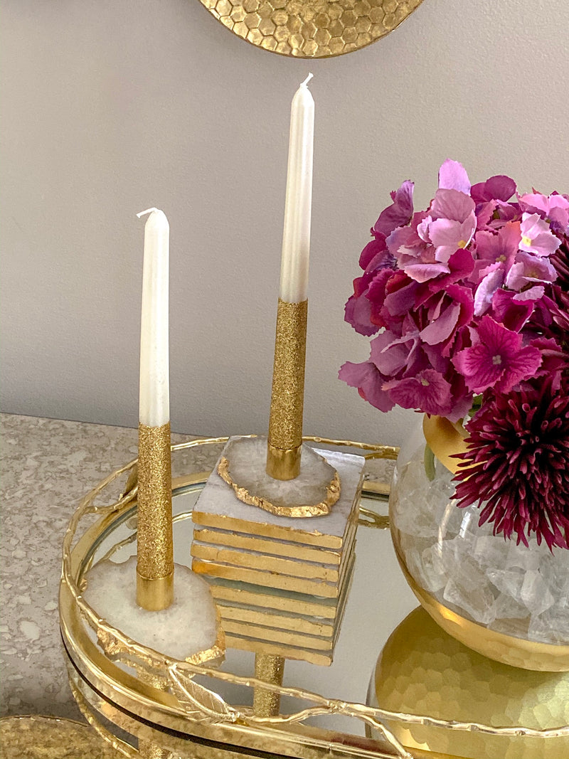 Agate Candle Holder-Inspire Me! Home Decor
