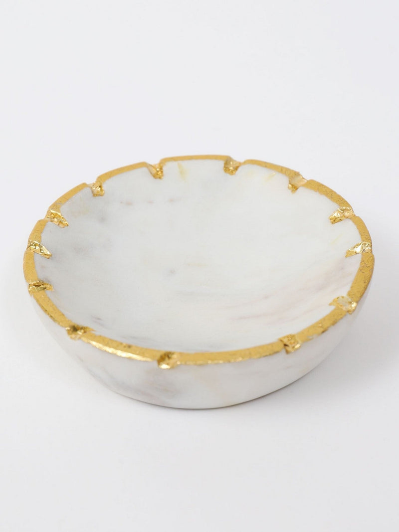 Round Marble Spoon Rest with Gold Trim