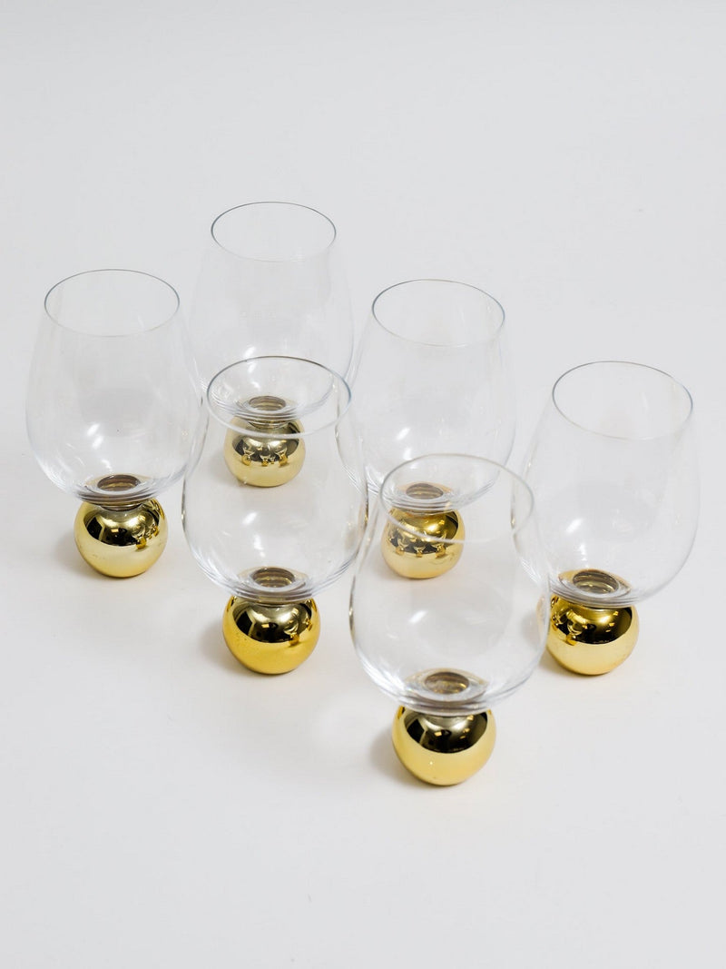 Set of 6 Glasses on Gold Circle Pedestal