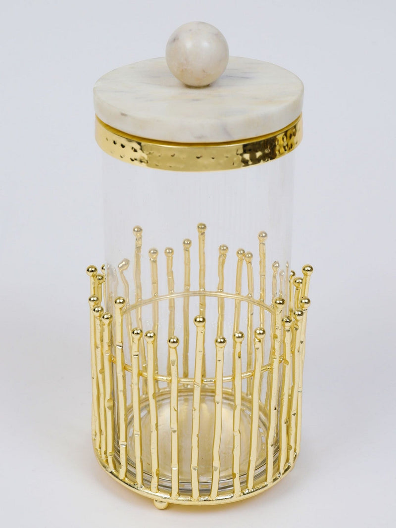 Glass Canisters with Gold Linear Details (3 Sizes)