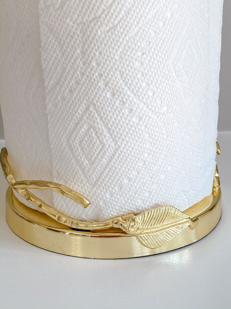 Gold Leaf Detailed Standard Paper Towel Holder-Inspire Me! Home Decor