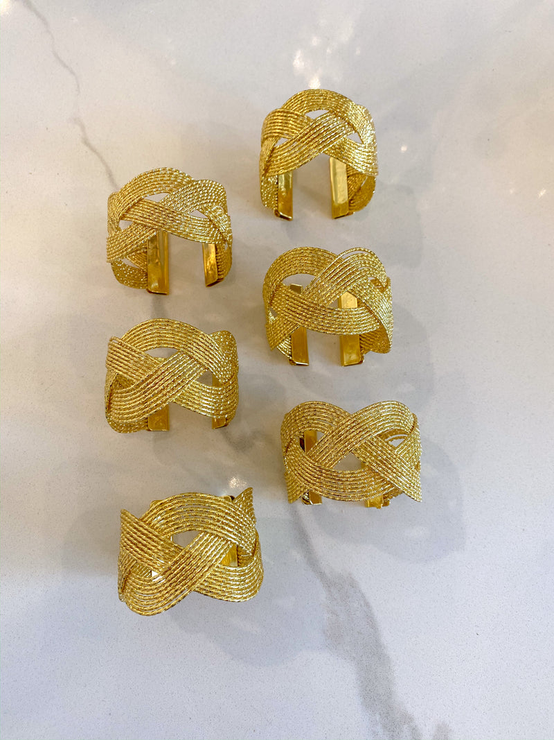 Set of 6 Gold Braid Napkin Rings-Inspire Me! Home Decor