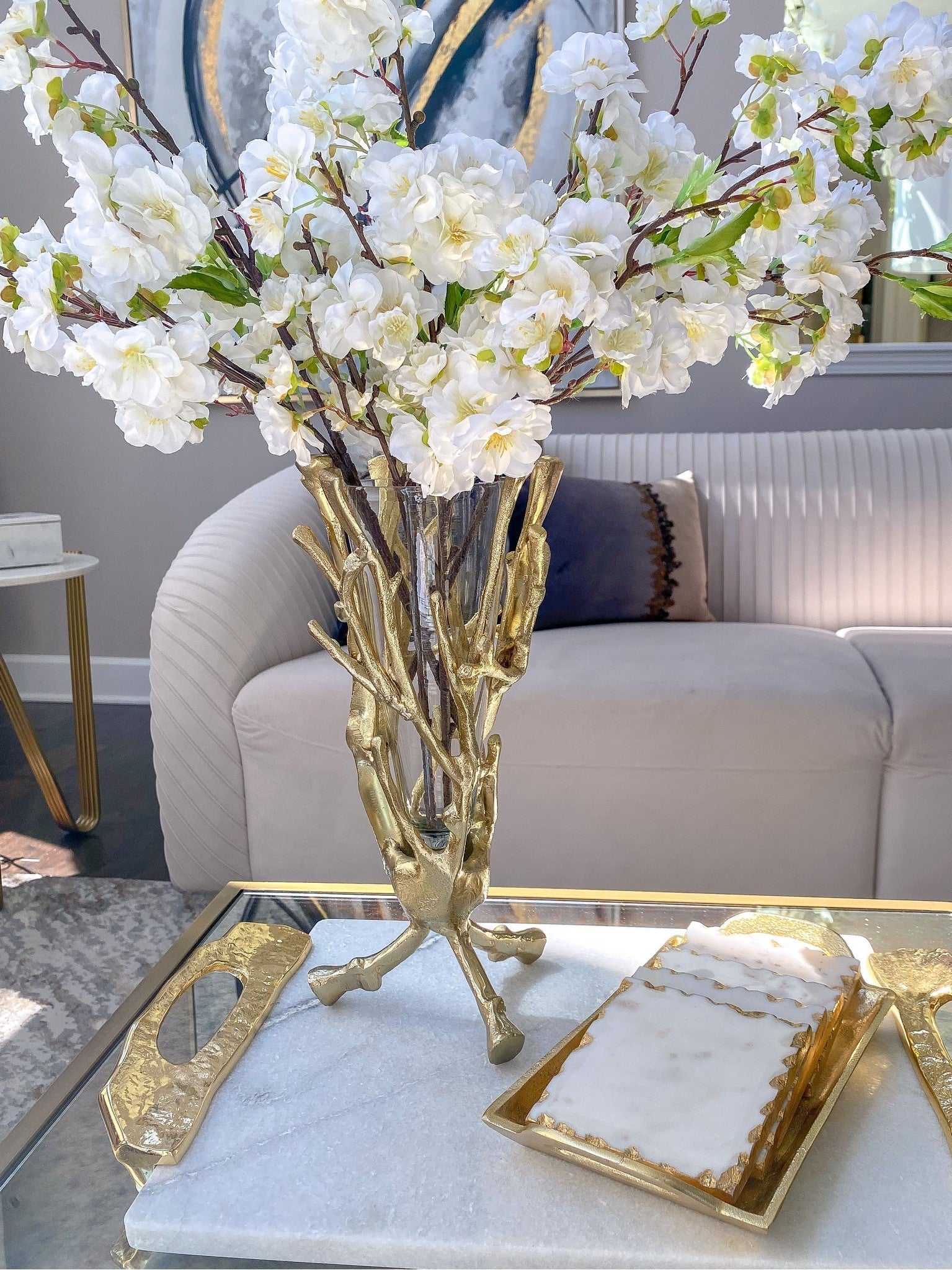 New shops Inspire Me Home Decor 3 Gold Branch Centerpiece Vase