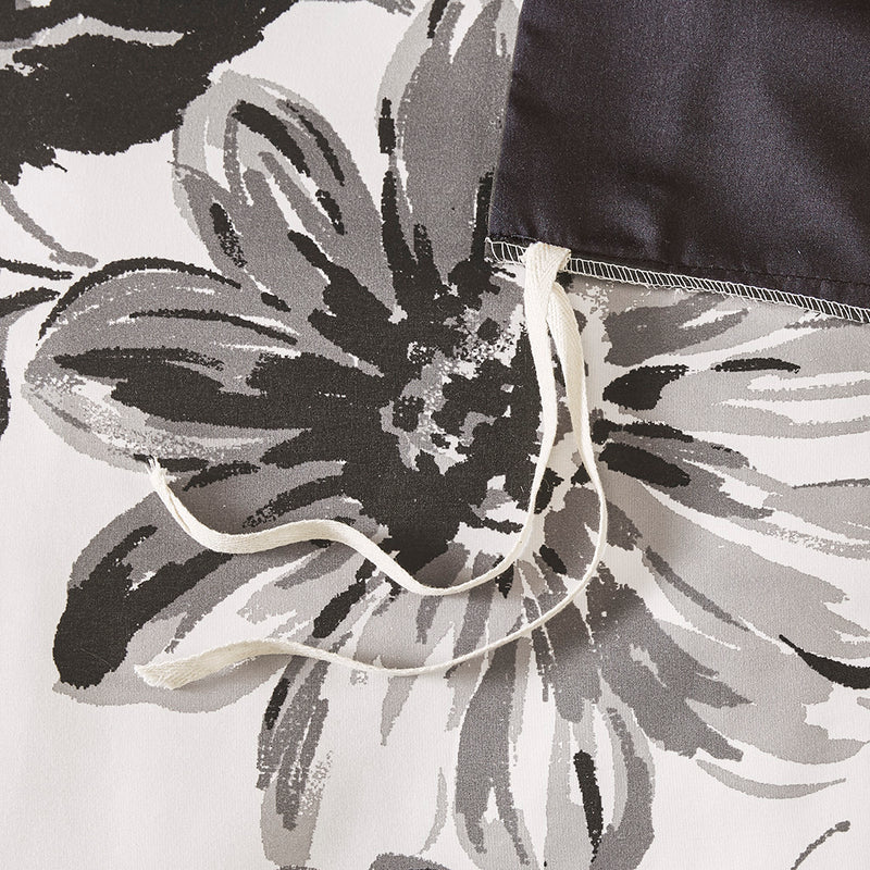 Black & White Floral Print Duvet Cover Set (2 Sizes)