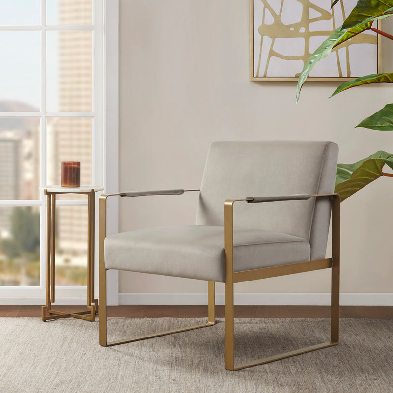 Velvet Accent Chair with Gold Arms  (2 Colors)