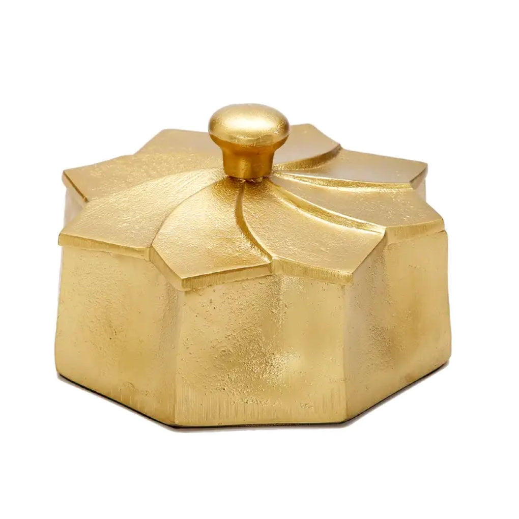 Golden Flower Decorative Box with Lid