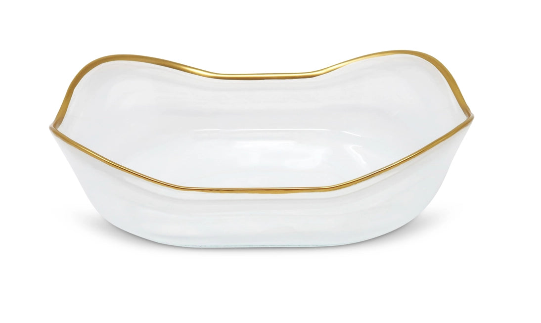 White Alabaster Bowl with Gold Rim