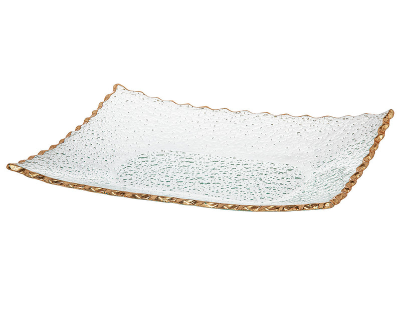 Square Glass Tray with Gold Edge (2 Sizes)
