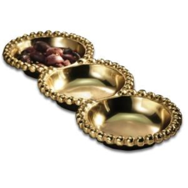 3-Section Gold Gilded Beaded Tray