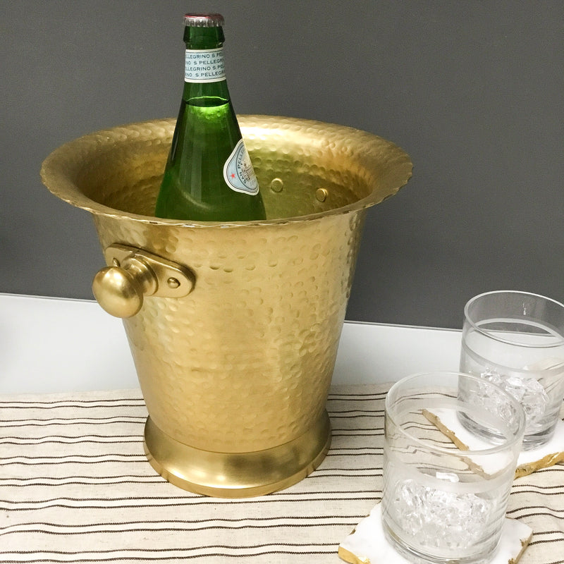 Gold Ice Bucket with Hammered Texture