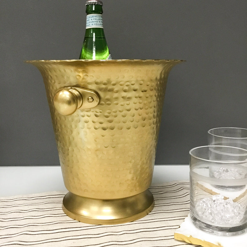 Gold Ice Bucket with Hammered Texture