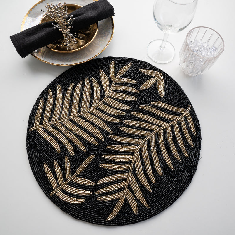 Gold and Black Leaf Detailed Placemat