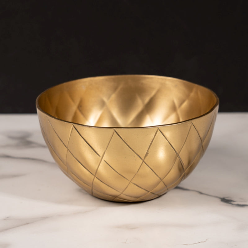 Gold Bowl with Textured Diamond Shape Design