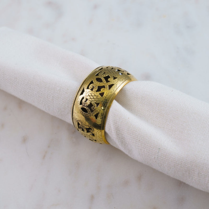 Gold Round Detailed Napkin Ring