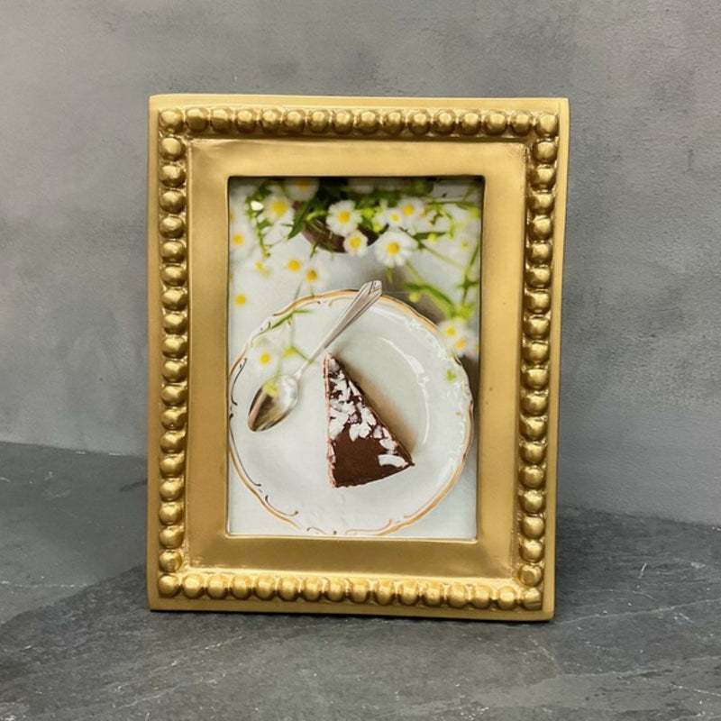 9.5" x 7.5" Gold Gilded Beaded Picture Frame