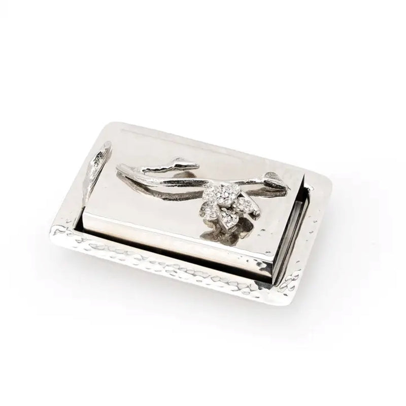 Jeweled Silver Matchbox Holder