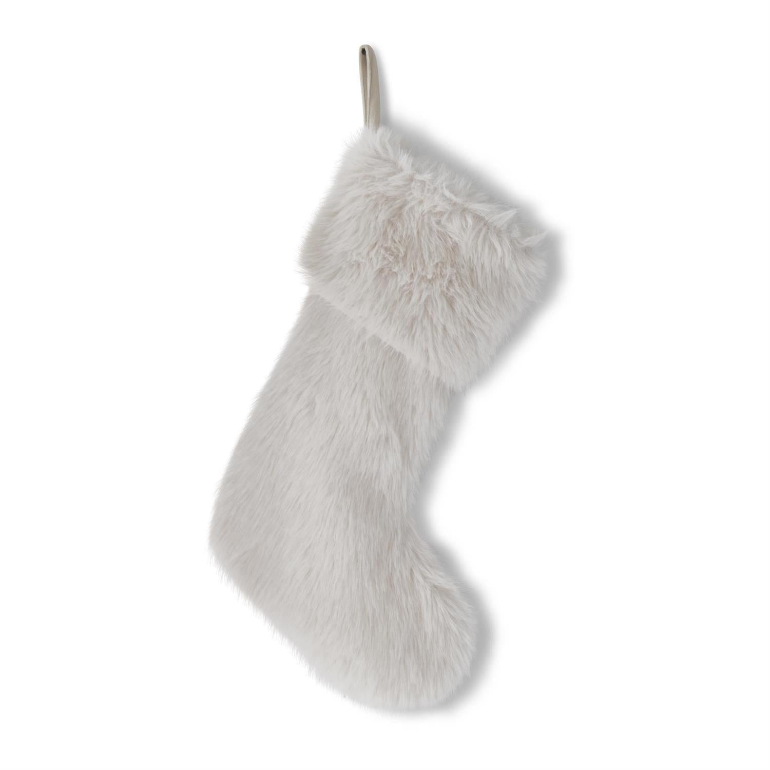 22" White Faux Fur Stocking