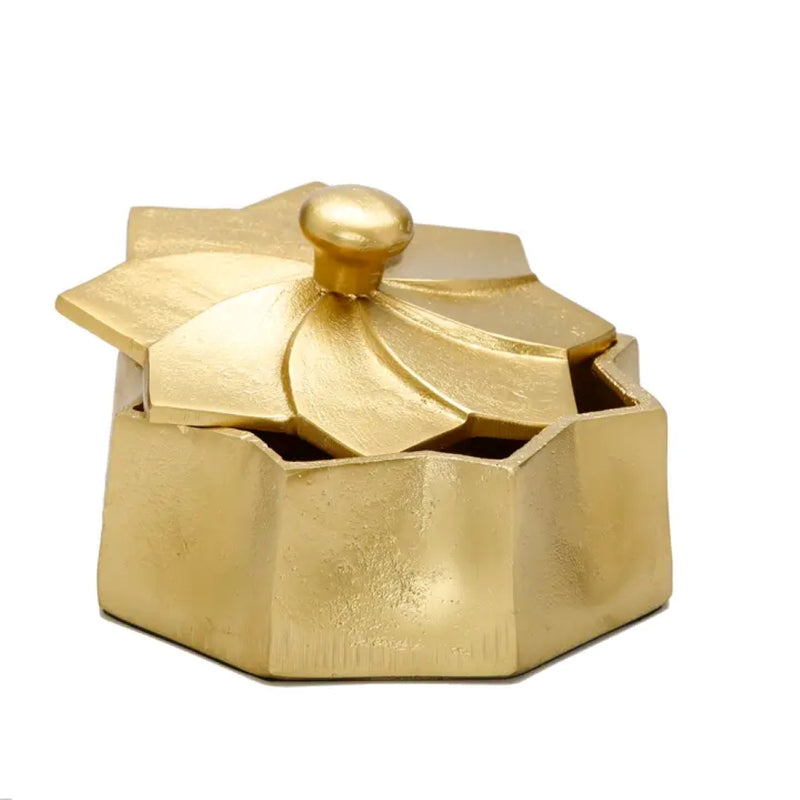 Golden Flower Decorative Box with Lid