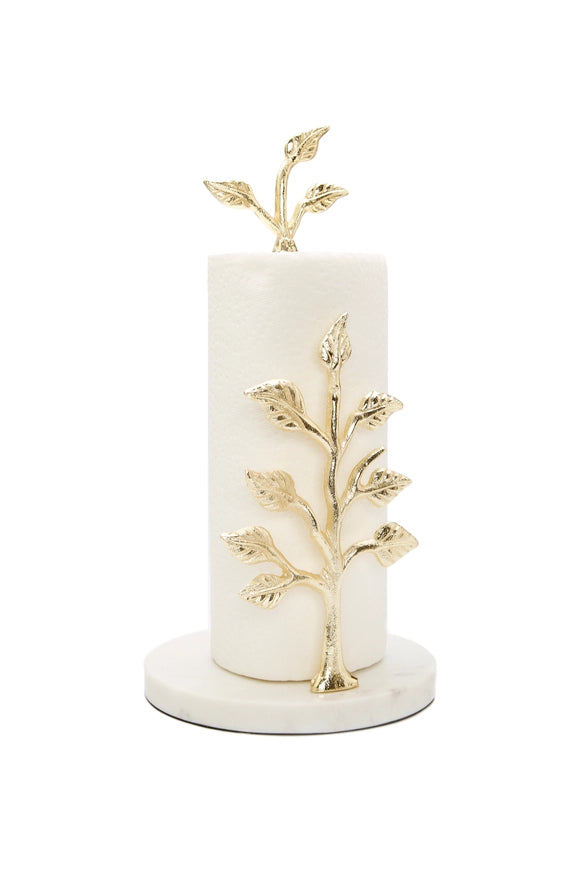 Paper Towel Holder Gold Tree Design with Marble Base