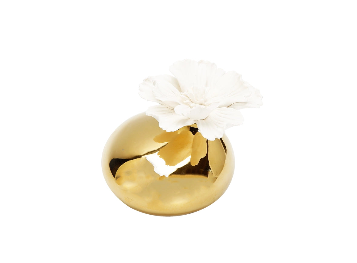 Gold Diffuser with Dimensional White Flower/Iris & Rose Aroma