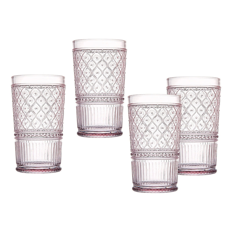 Set of 4 Pink Tall Glasses