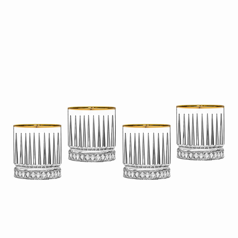 Set of 4 Glasses with Gold Rim (2 Sizes)