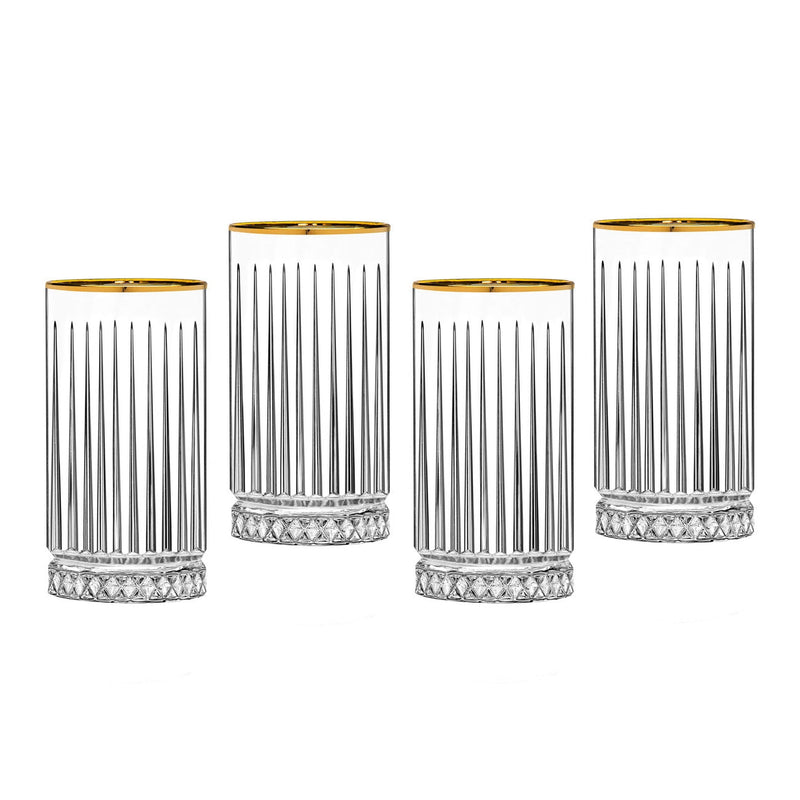 Set of 4 Glasses with Gold Rim (2 Sizes)