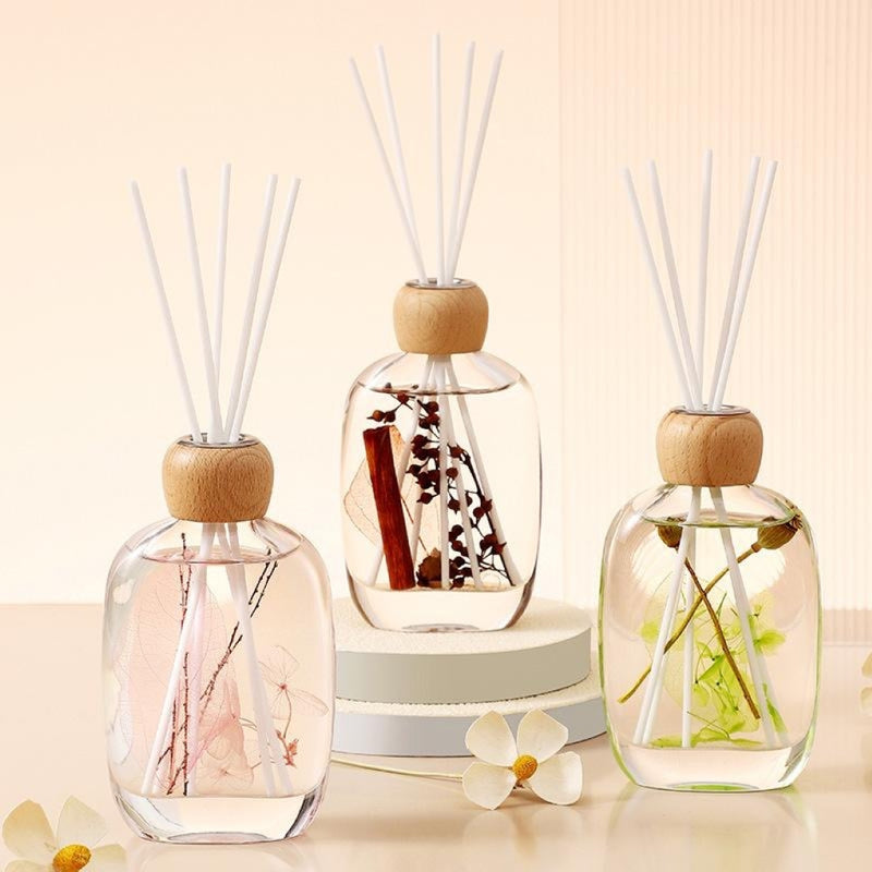 Clear Glass Reed Diffuser with Pink Flowers/Lily of the Valley Scent