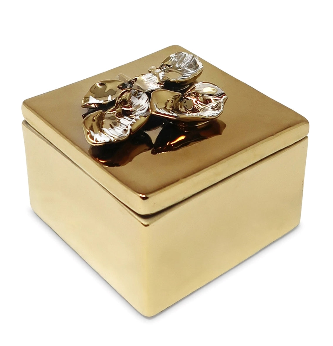 Gold Square Box with White & Gold Floral Design (3 Styles)