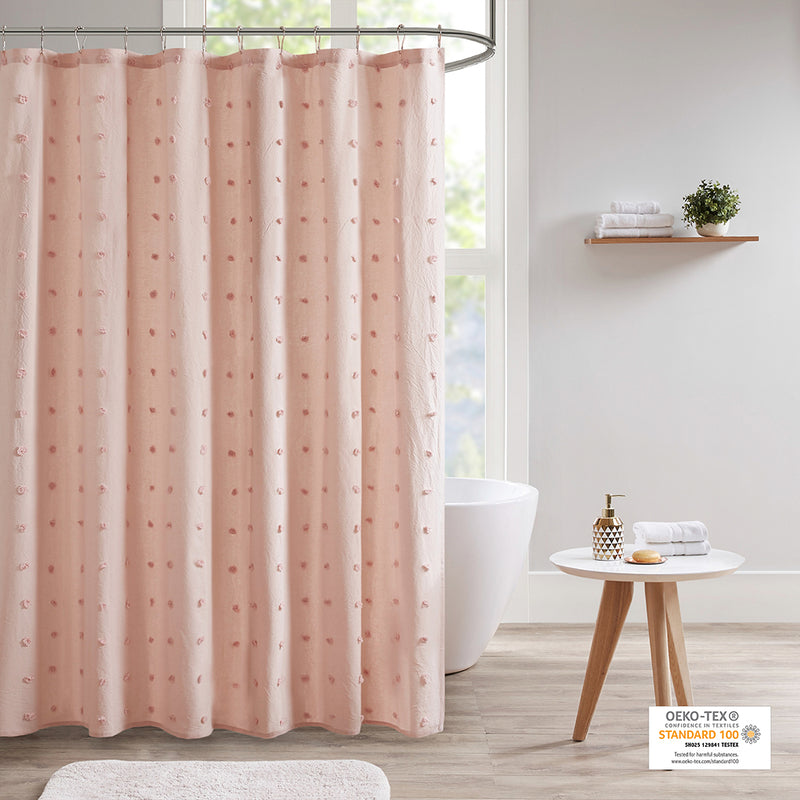 70" Cotton Jacquard Textured Shower Curtain (2 Colors)