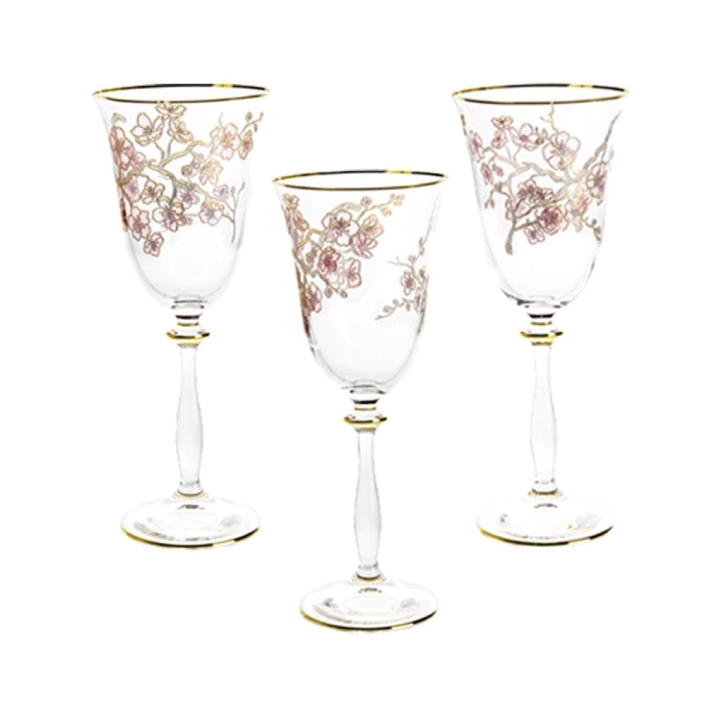 Set of 4 Glasses with Gold Design (2 Styles, 2 Sizes)